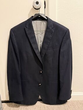 Men's John Varvatos 42R Navy Blazer - Classic Two-Button Suit Jacket
